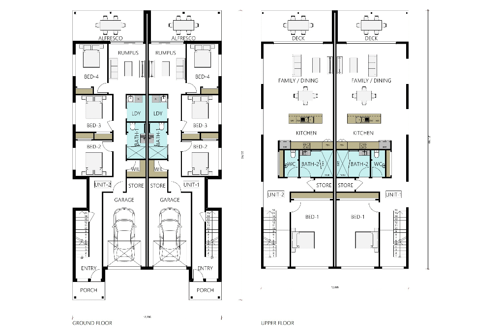 Custom Design - Tingira Duplex Floor Plan